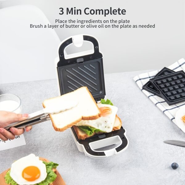 Simplus 650W Double-Side Sandwich & Waffle Maker with Removable Plates