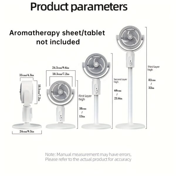 Adjustable High and Low Fans with 5-Speed Type-C Charging Port