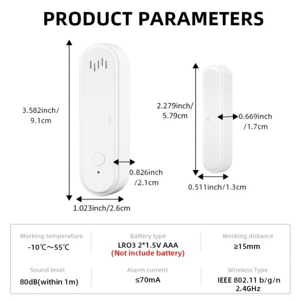 Tuya WiFi Door/Window Sensor with 80dB Sound Alarm