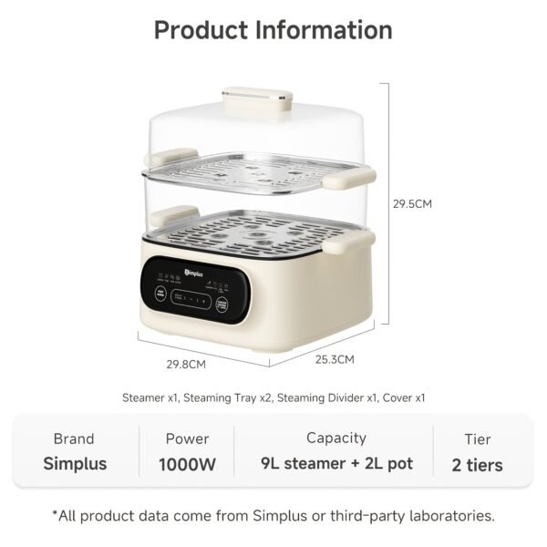 2-tier 11L Simplus Electric Steamer