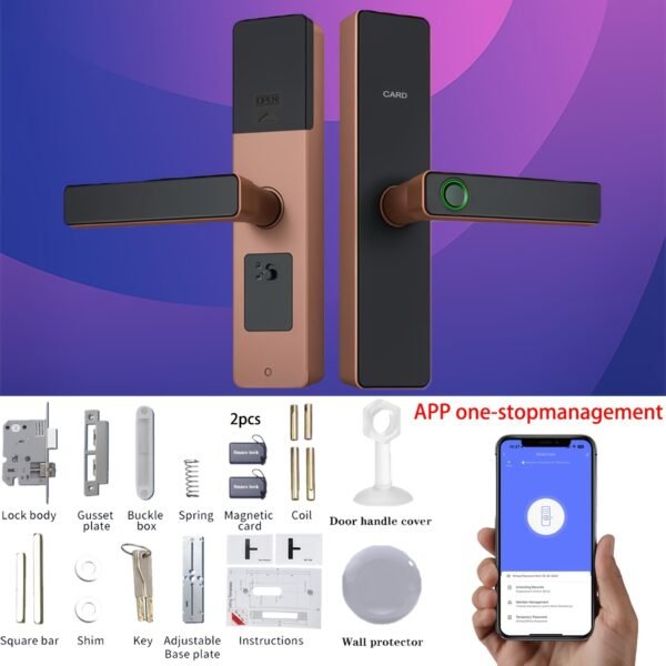 Fingerprint Electronic Password Lock - 5-in-1 Door Lock with Handle Touch Keypad