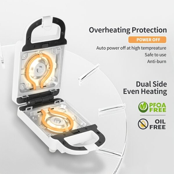 Simplus 650W Double-Side Sandwich & Waffle Maker with Removable Plates